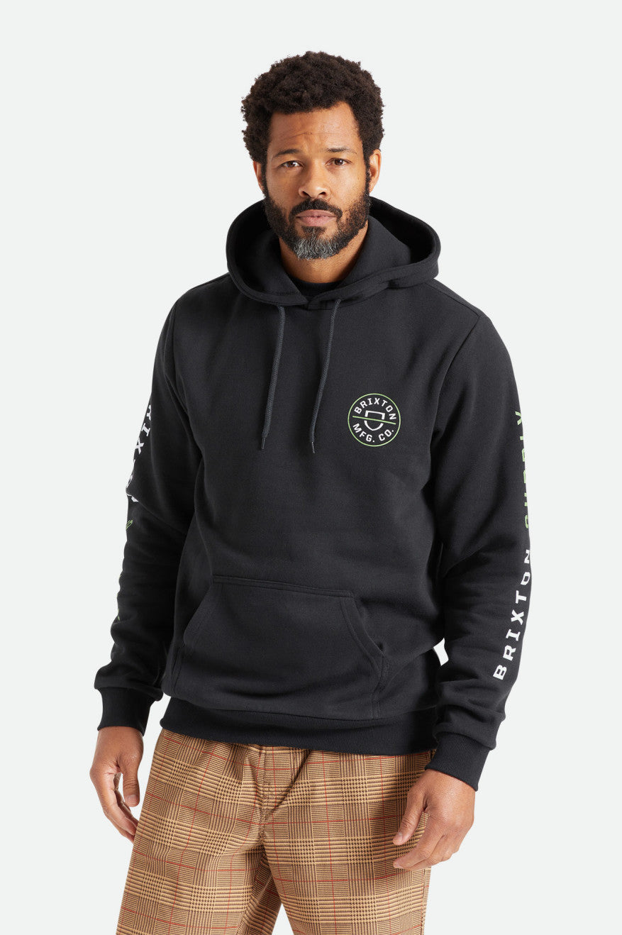 Brixton Crest Felpa Con Cappuccio Uomo Nere Verdi Bianche | 926RITLNE