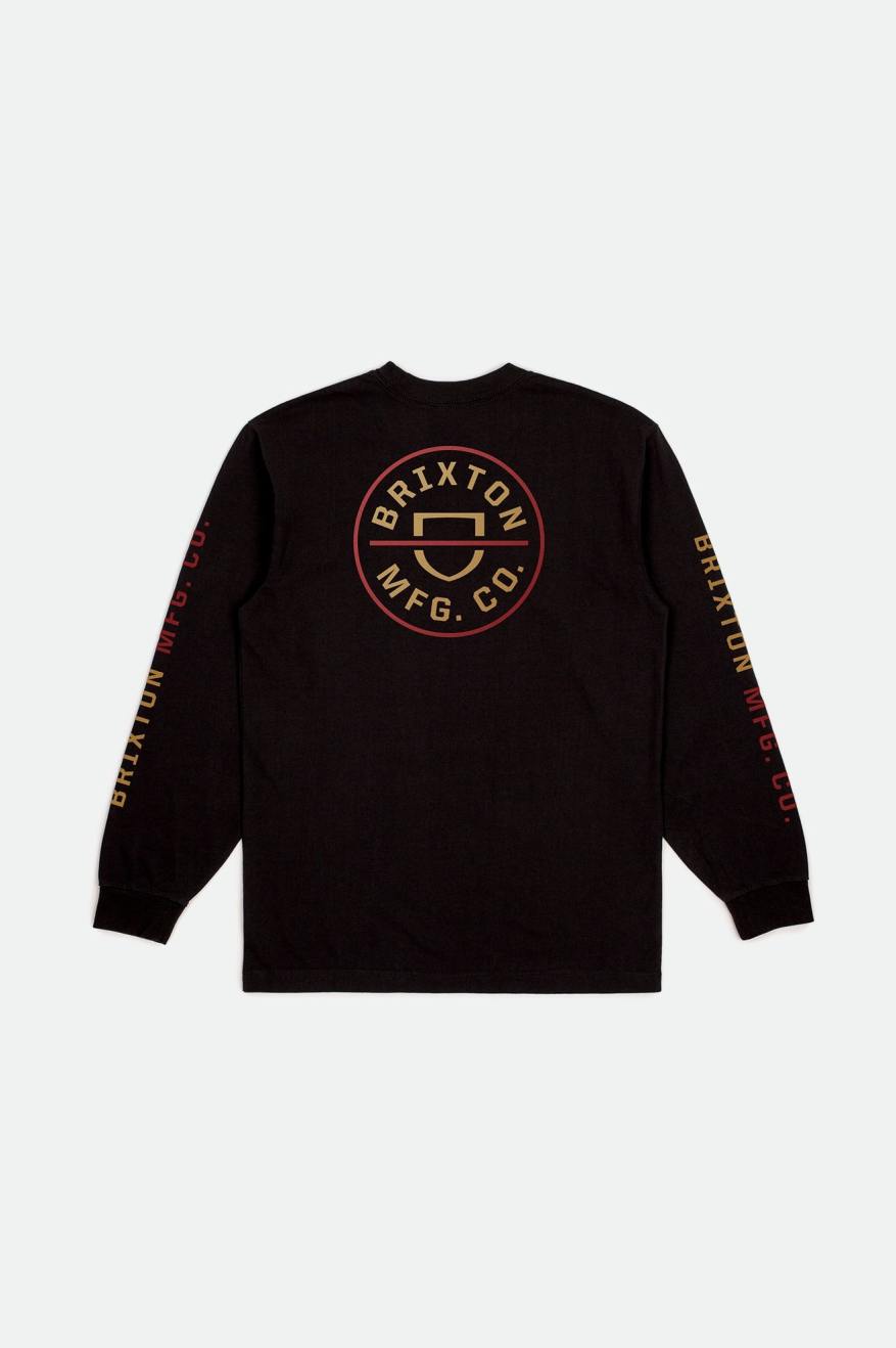 Brixton Crest L/S Standard Top Uomo Nere Rosse Oro Chiaro | 309EHJTLX