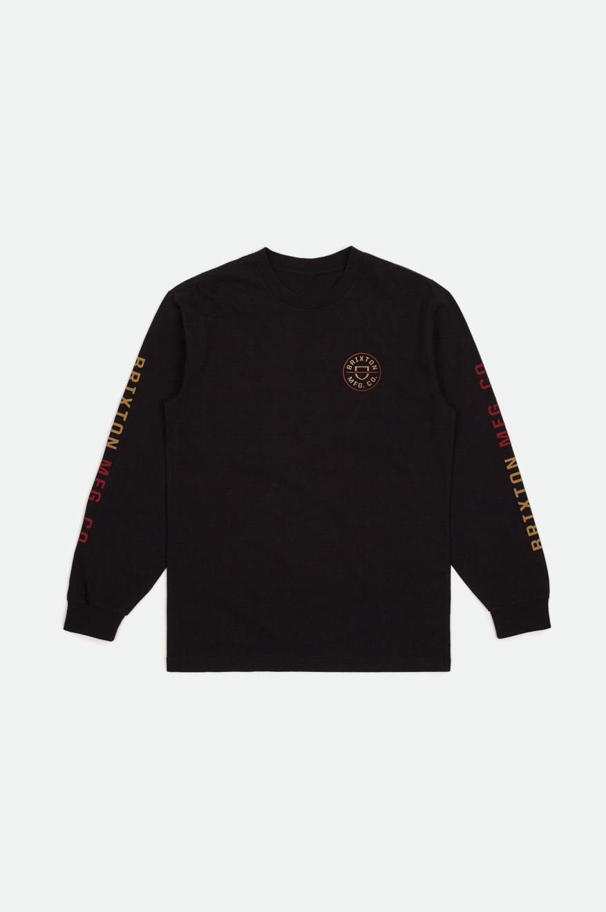 Brixton Crest L/S Standard Top Uomo Nere Rosse Oro Chiaro | 309EHJTLX