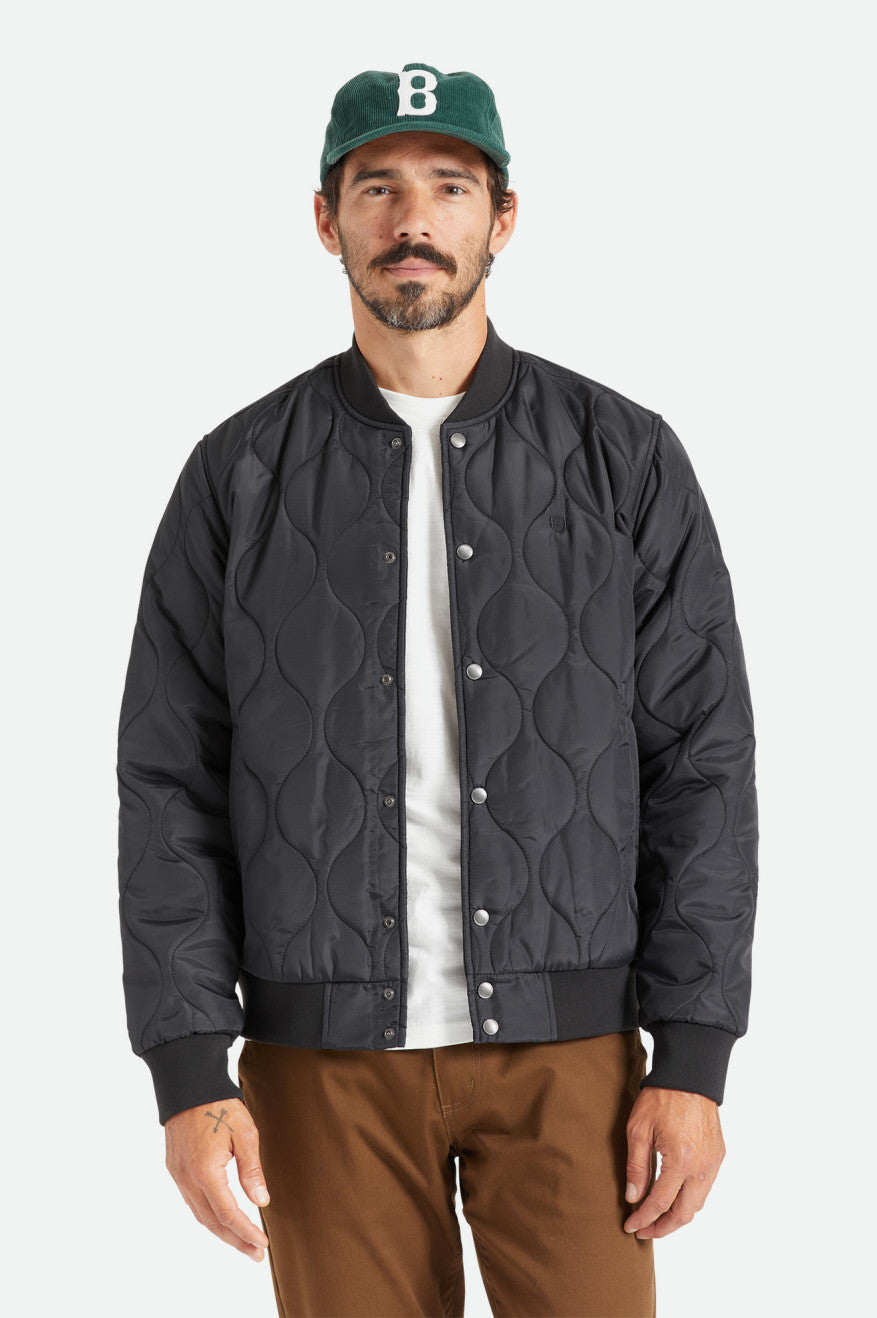 Brixton Dillinger Trapuntato Bomber Giacca Uomo Nere | 419CYEOLM