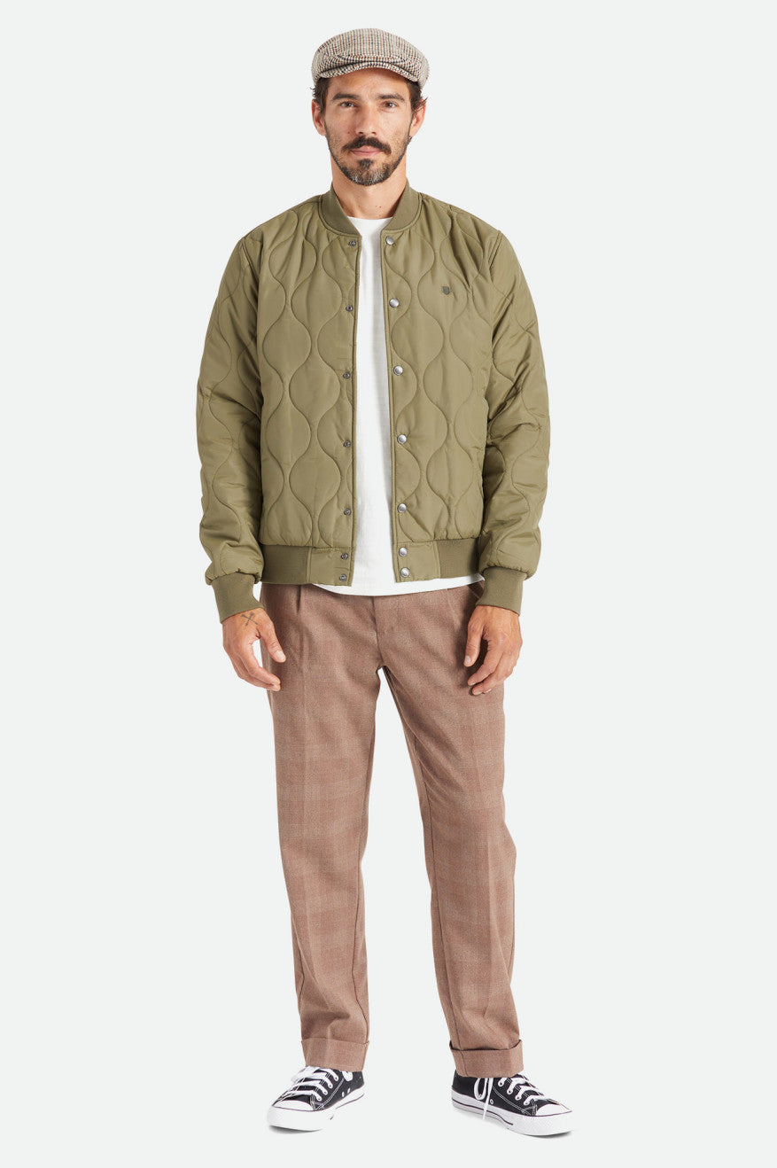 Brixton Dillinger Trapuntato Bomber Giacca Uomo Verde Oliva | 623YGZNPR