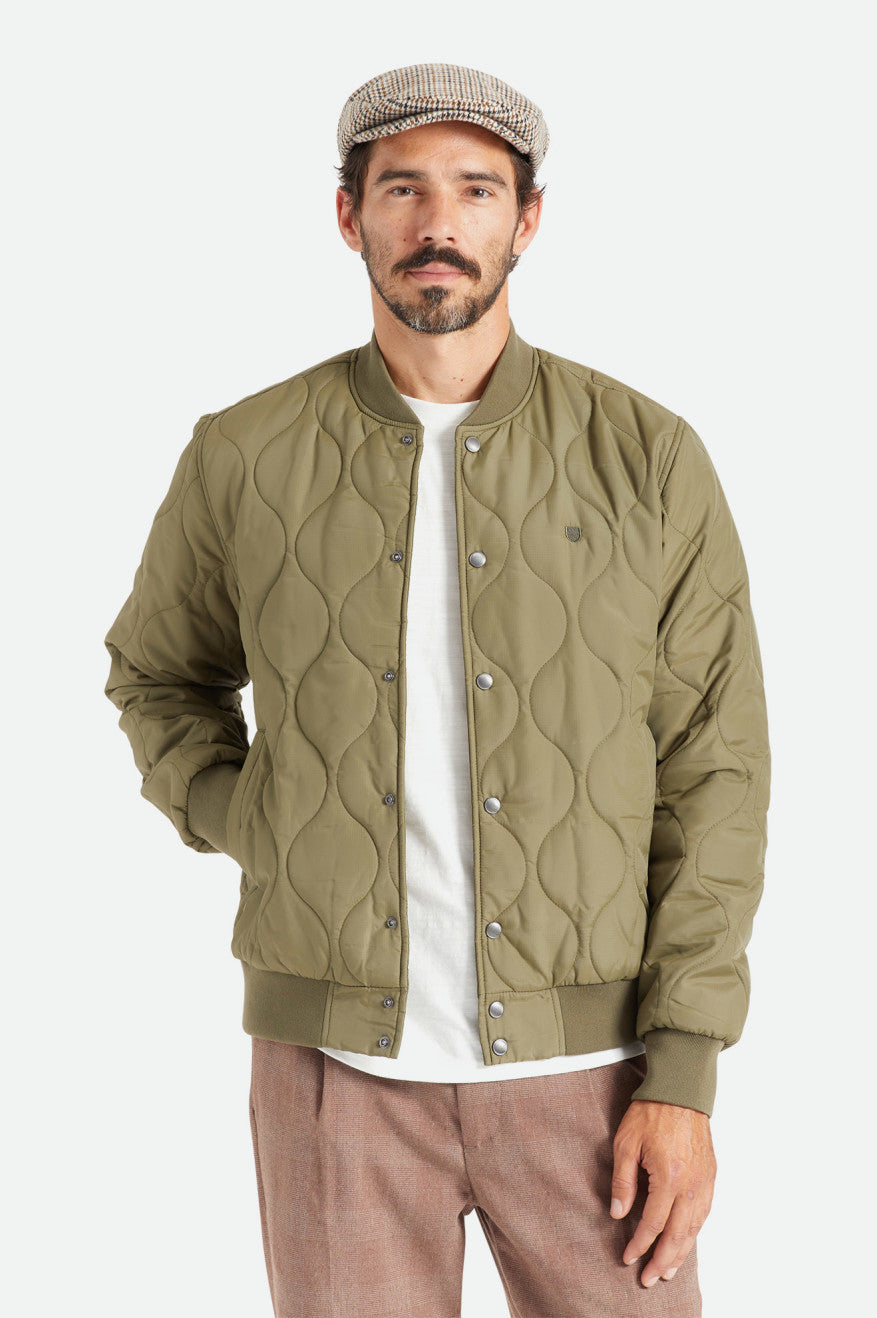 Brixton Dillinger Trapuntato Bomber Giacca Uomo Verde Oliva | 623YGZNPR