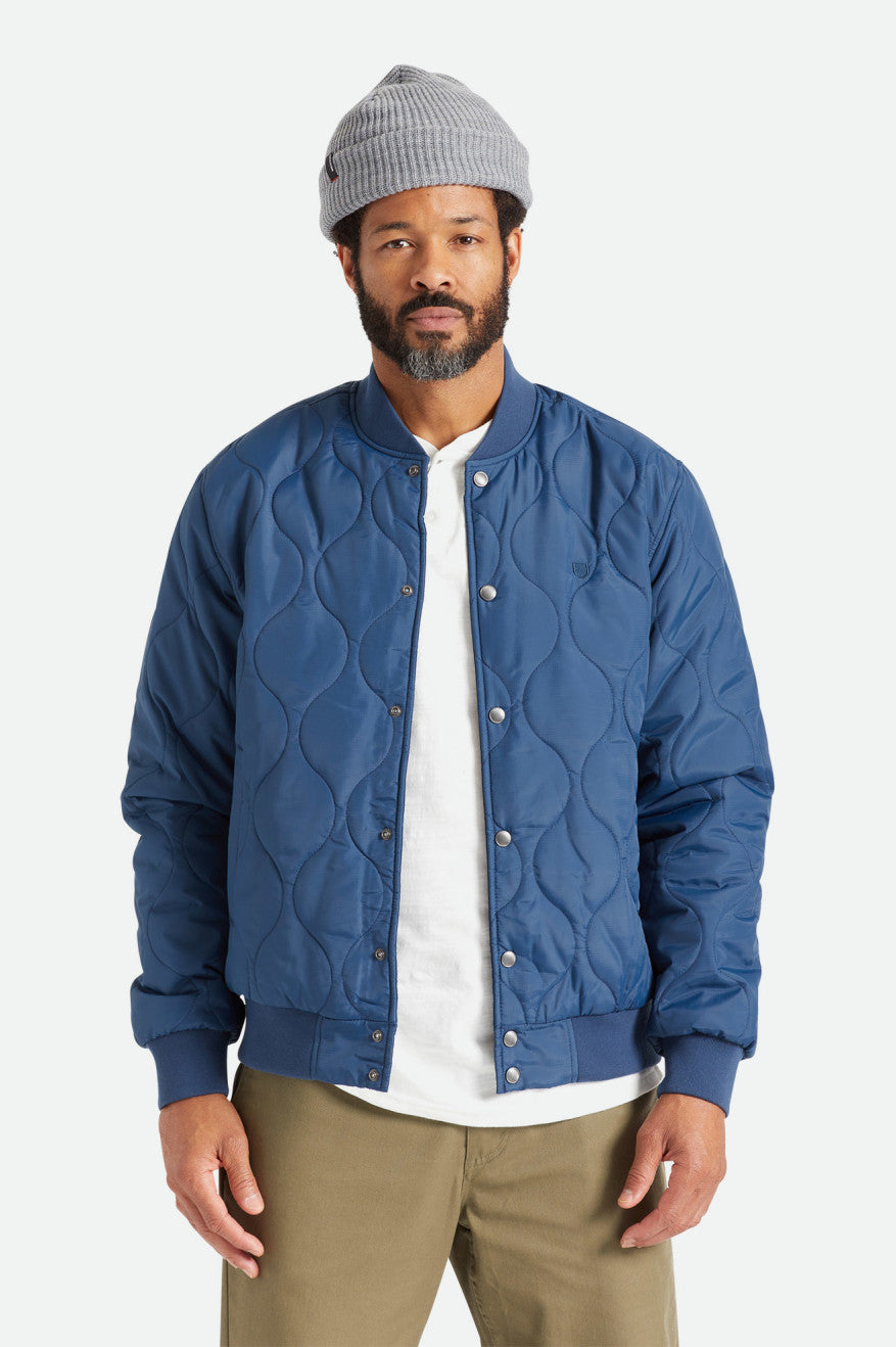 Brixton Dillinger Trapuntato Bomber Giacca Uomo Blu | 832LFTUGJ