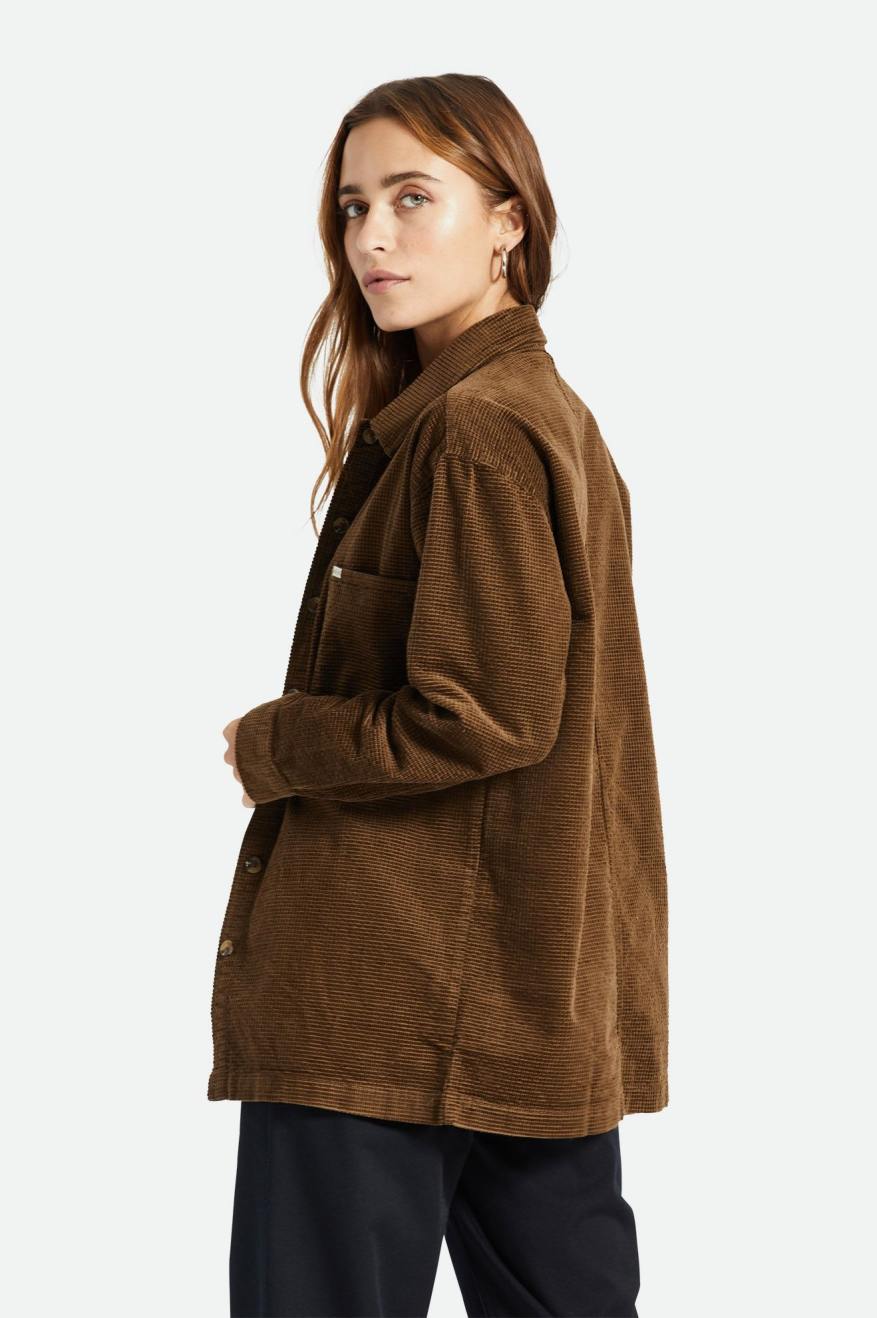 Brixton Dundee Corduroy Overshirt Top Donna Marroni | 846DZSGHO