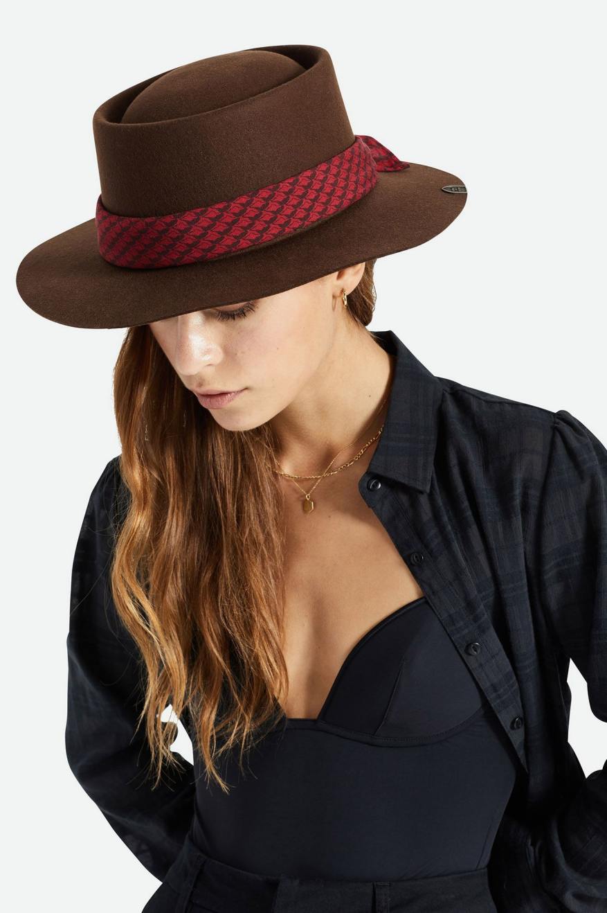 Brixton Fender Jaguar Contour Fedora Fedora Donna Marroni | 019RJYEXO