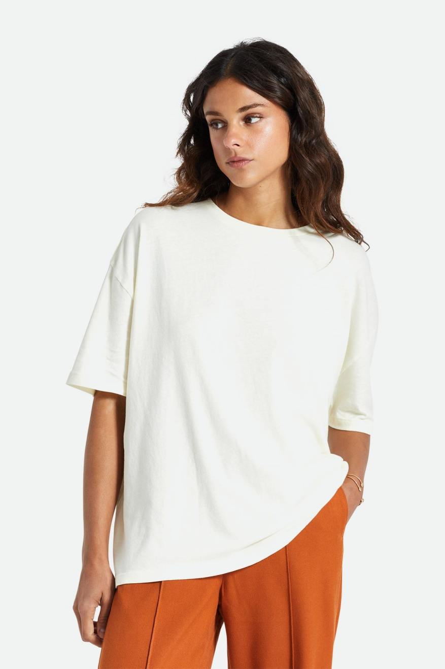 Brixton Oversized Boyfriend Tee Top Donna Bianche | 615BHQGRT