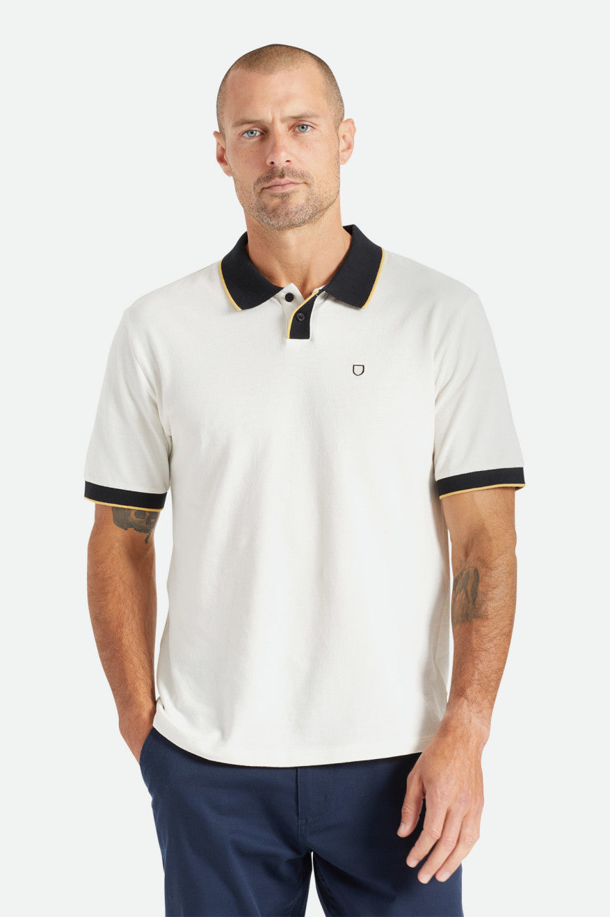 Brixton Proper S/S Polo Maglieria Uomo Bianche Nere | 231IRPAOG