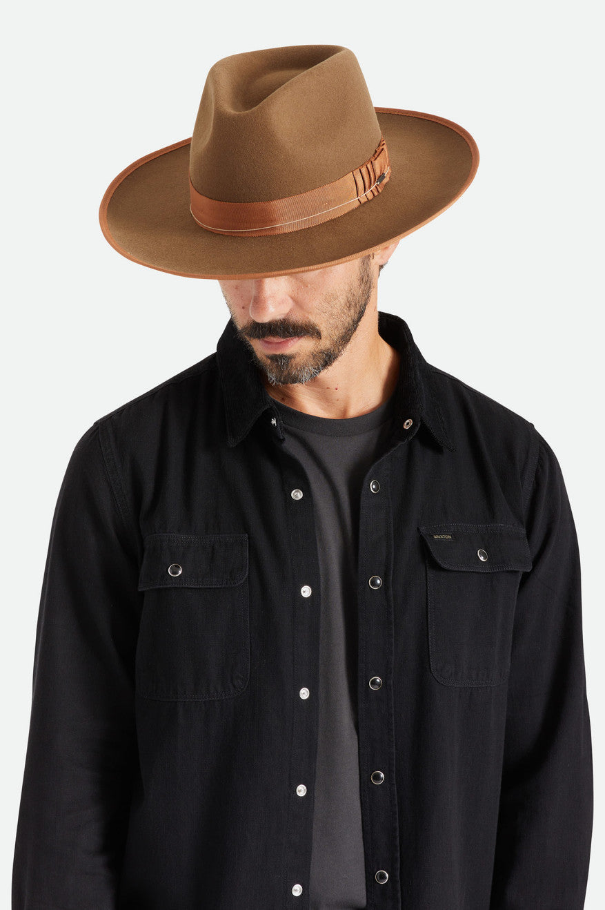 Brixton Reno Fedora Uomo Caffè | 710WCXSHG