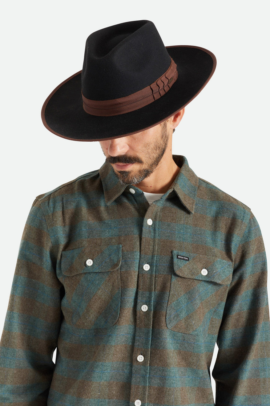 Brixton Reno Fedora Uomo Nere Marroni | 917THZOXW