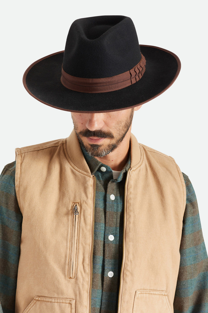 Brixton Reno Fedora Uomo Nere Marroni | 917THZOXW